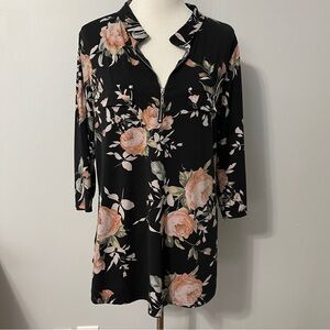 Floral Black Women's tunic blouse